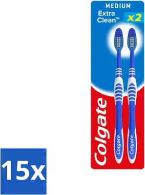 Obrázek produktu pro Zubní kartáčky Colgate Extra Clean Duo Medium 2 kartáčky - výhodné balení - 15 kusů