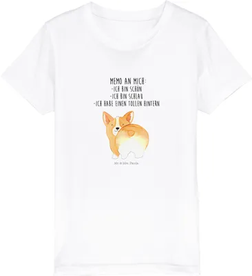 Produktbild von Mr. & Mrs. Panda Kleinkinder T-Shirt Corgi Po 9-11 Jahre (134/146) - Weiß - Geschenk, Hund, Positiv, Spruch, Teenager, Jungen, Baumwoll Kinder, Sprüche, Kindershirt