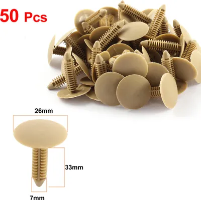 Image de 50pcs Automobile Voiture Beige Rivets Plastiques Porte Clips de Fixation 7mm x 26mm