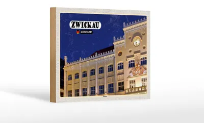 Produktbild von Holzschild Städte Zwickau Rathaus Architektur Dekoration 12x18 cm
