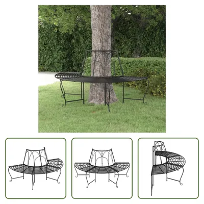 Immagine prodotto di The Living Store Panca ad albero semicircolare Ø159 cm in acciaio nero