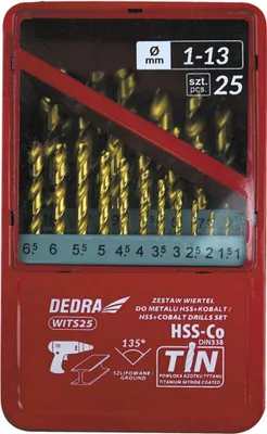 Produktbild von 19-teiliger Satz Spiralbohrer für Metall HSS+Kobalt+TiN, 135°