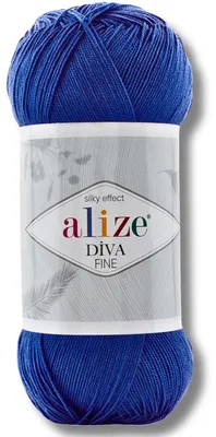 Obrázok produktu pre Alize 1x 100g priadze Diva Fine, jednotná farba, vhodná na háčkovanie a pletenie (farba: kobalt - 132)