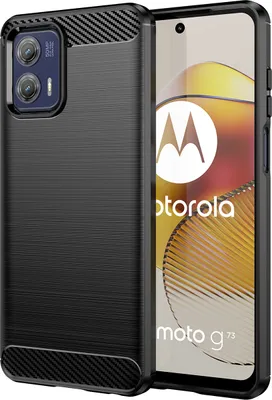 Produktbild von Moto G73 Hülle, Carbon-Faser TPU Silikon Stoßfest Schutzhülle für Motorola Moto G73 Schwarz