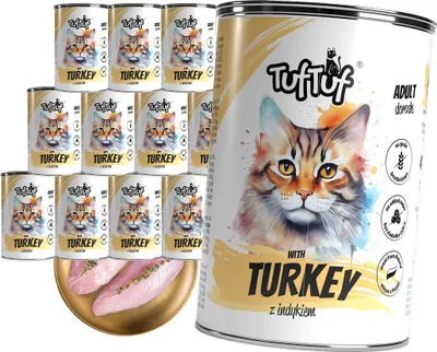 Produktbild von Tuftuf | Feuchtfutter für Katzen - Set 12x400g - Pâté mit Pute - 83% Feuchtigkeit - Nassfutter
