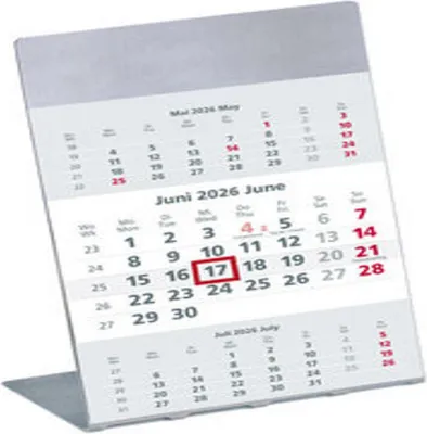 Produktbild von 3-Monatskalender 2026 10,5x14,5cm mit Edelstahlaufsteller und Magnestreifen - Datumsweiser - 980-6100-1