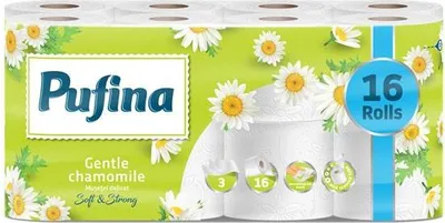 Obrázek produktu pro Toaletní papír "Chamomile", 3-vrstvý, 16 rolí, PUFINA PP20898