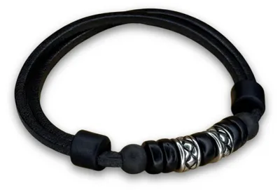 Produktbild von HANA LIMA | Lederarmband mit Edelstahl Perlen für Herren und Damen - Leder Surfer Armbänder
