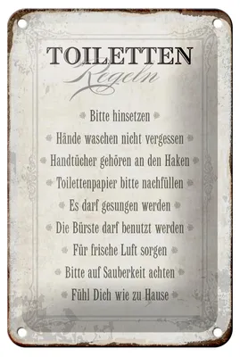 Produktbild von Blechschild Spruch 12x18cm Toiletten Regeln Haus Schild