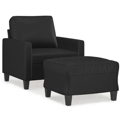 Immagine prodotto di vidaXL Poltrona con sgabello nero 60 cm in Pelle finta