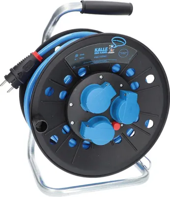 Produktbild von Schuko Kabeltrommel PUR H07BQ-F 25 m 3G 2,5 mm² 3x Schuko-Steckdose EXTREME BLAU IP44