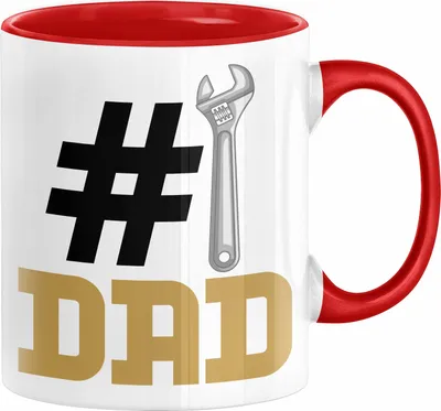 Produktbild von Nummer 1 Dad Vater Tasse Geschenk Klempner Papa Geschenkidee Bester Papa Der Welt Vatertag Lustige Geschenkidee (Rot)