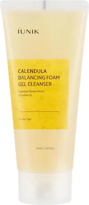 Image de IUNIK Calendula Balancing Foam Gel Cleanser 150ml Gel nettoyant pour le visage