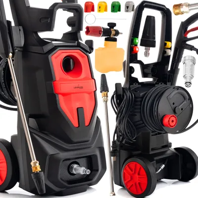 Zdjęcie produktu dla Myjka ciśnieniowa Lehmann Phoenix indukcyjna 3000 W, 350 bar, przepływ wody 480 l/h, ze zwijaczem węża 12 m, pianownicą i dyszą turbo