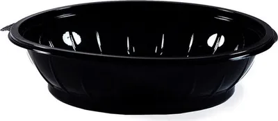 Produktbild von 50x Salatschalen rund Ø 23 x 5,1 cm schwarz 1000 ml (PET)