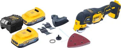 Produktbild von DeWalt DCS 355 E2 Akku Oszillierer Multitool 18 V Brushless + 2x Powerstack Akku 1,7 Ah + Ladegerät + Zubehör
