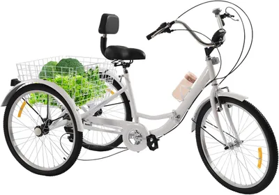 Productafbeelding van Driewieler voor volwassenen - Inklapbare fiets - Boodschappen doen - 7 versnellingen - 24 inch - Wit