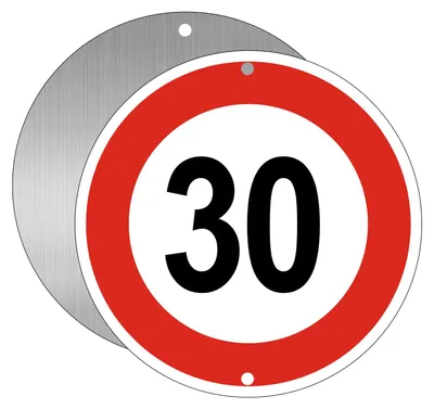 Imagen del producto de Señal de tráfico de 30 km/h, aluminio, diámetro 30 cm, reflectante, resistente a la intemperie, para uso en exteriores