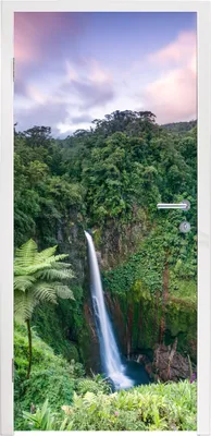 Produktbild von MuchoWow® Türtapete Selbstklebende Türfolie Wasserfall - Sonnenuntergang - Dschungel 90x235 cm Türposter Türaufkleber Klebefolie Türklebefolie - XXL-Plakaten - Foster für Türen - Aufkleber