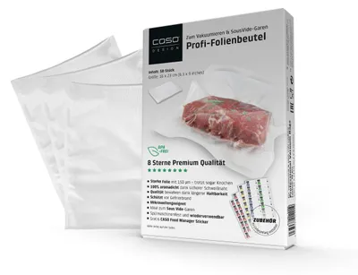 Productafbeelding van CASO Profi- foliezakken, 16x23 cm, 50 stuks, zeer sterk en scheurbestendig, voor een optimale vacuümverpakking