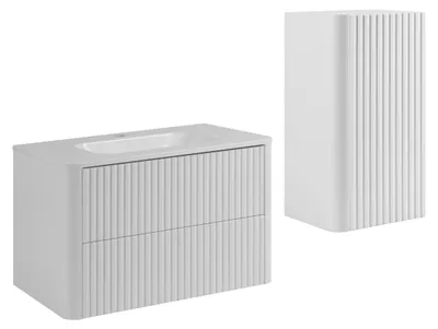 Produktbild von Badmöbel-Set mit Waschbecken und Midischrank, Weiß, 80 x 48 x 44 cm