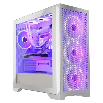 Obrázek produktu pro MODECOM Volcano Expanse T Apex ARGB bílá, PC skříň Midi Tower, ATX, skleněné okénko, 4 ARGB ventilátory, prachový filtr, správa kabelů