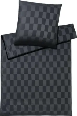 Produktbild von elegante Mako-Satin-Bettwäsche-Garnitur Courage Farbe Anthrazit Größe 140x220+70x90cm