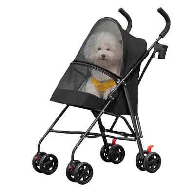 Produktbild von Haustierwagen, klappbarer Hundewagen, für Hunde & Katzen, mit Netzfenstern, Tragbar, Schwarz
