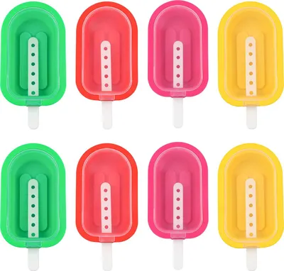 Produktbild von 8er Mini-Eisformen Silikon, 65ml BPA-frei, mediterran, für Kinder & Erwachsene
