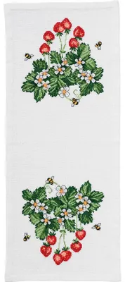 Produktbild von Permin Tischläufer Kreuzstich Stickpackung "Tischläufer Erdbeere", Zählmuster, 26x64cm