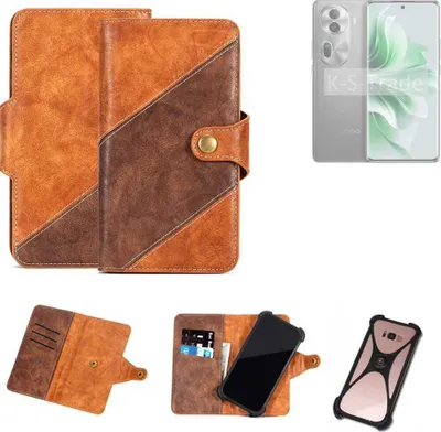 Produktbild von K-S-Trade Handyhülle Schutzhülle Bookstyle Case Wallet-Case kompatibel mit Oppo Reno11 Cover Klapphülle Kantenschutz Smartphone dunkelbraun braun
