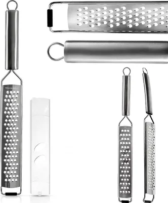Produktbild von Küchenreibe für Gemüse, Käse, Zitrusfrüchte, Stahl, flach, 38 cm ORION 144804