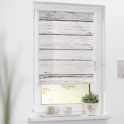 Obrázek produktu pro Lichtblick připínací roleta "Bretter Vintage", ochrana soukromí a oslnění, shabby chic vzhled, bílá, 45 x 150 cm -