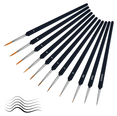 Produktbild von 11-teiliges Set feiner Detailpinsel, Pinselset für Malen nach Zahlen, 11 verschiedene Größen, Modellbaupinsel, Miniaturkünstlerpinsel für Acryl, Aquarell, Modellbau, Nagelkunst, Ölgemälde