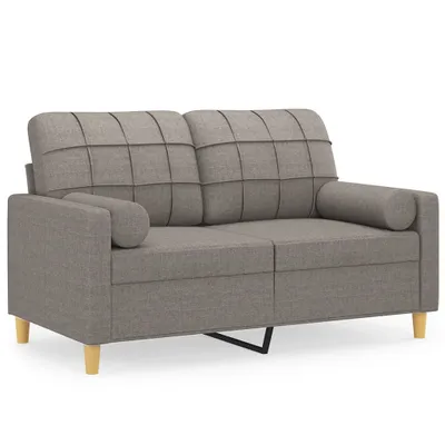 Obrázok produktu pre vidaXL 2-miestna pohovka s dekoratívnymi vankúšmi Taupe 120 cm Látka