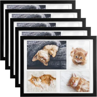 Produktbild von Bomoe 5x Bilderrahmen 10x15 cm & 15x21 cm für 4 Fotos, Schwarz