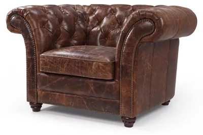 Productafbeelding van Chesterfield-bank, fauteuil, 1-zitter, design, bekleding, leer