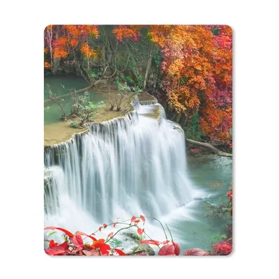 Produktbild von MuchoWow® Mauspad Mousepad Bäume - Wasserfall - Herbst - Natur 19x23 cm - Mousepads - Maus Mat - Pad - Mausunterlage - Mauspads - Spielen