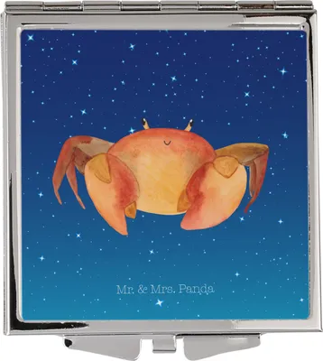 Produktbild von Mr. & Mrs. Panda Schminkspiegel Sternzeichen Krebs - Sternenhimmel Blau - Geschenk, Reise Spiegel, Mini, Taschenspiegel, Meer, Krabbe, Meerestier, Frauen, Kosmetikspiegel