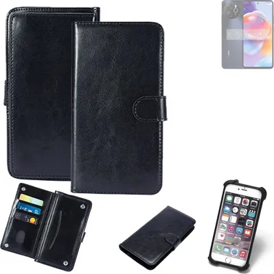 Produktbild von K-S-Trade 360° Hülle kompatibel mit Blackview Shark 8 schwarz Kunstleder Case BookCase WalletCase Kunstlederederhülle Handyhülle, Rundumschutz