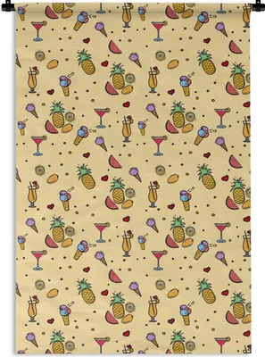 Produktbild von MuchoWow® Wandteppich Wandbehang Sommer - Obst - Cocktails - Muster 60x90 cm Tapisserie Dekoration Wandtuch - Foto-Teppich - Abwaschbar