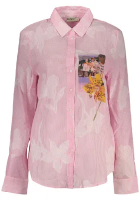 Image de Chemisier à manches longues élégant pour femmes, rose, rayé et confortable