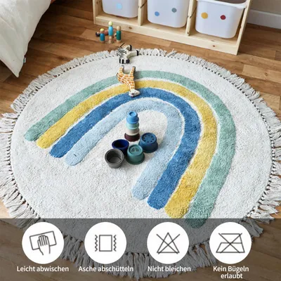 Immagine prodotto di Tappeto rotondo per bambini, 60 x 60 cm, rosa, antiscivolo, ideale per la cameretta