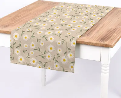 Produktbild von SCHÖNER LEBEN. Tischläufer Gänseblümchen hellblau oder natur weiß