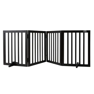 Image de VEVOR Porte pour chien indépendante, Porte pour animaux domestiques, 508 x 610 mm Barrière de sécurité 4 plaques pliables pour passages larges et étroits, Barrière extensible pliable pour chiens, Barrière de sécurité marron pour escaliers