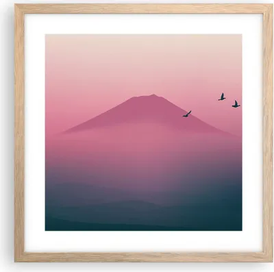 Produktbild von Gerahmtes Poster - Rahmen in heller Eiche - Vulkan Vogel Natur - 40x40 cm - Wand Bild - Wanddeko - Wandbilder - Wandposter - Bilderrahmen - Bilder - Kunstdruck - Wandbild - P2NAC40x40-4124