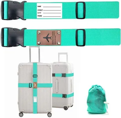 Image de Sangles pour bagages vertes, lot de 2, robustes et sûres