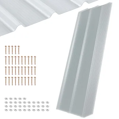 Produktbild von Vigevee 10er Set FRP Lichtplatten 50x160 cm, 1 mm Trapez-Wellplatten klar, UV-Schutz, hagelfest & wetterfest, inkl. Schrauben für Terrassendach Carport