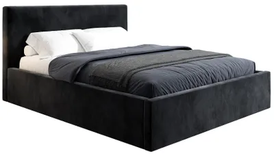 Produktbild von Polsterbett 160x200 cm - Schwarz - mit Bettkasten - Doppelbett mit Stauraum - Bett mit Kopfteil - ENNA