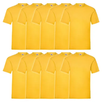 Produktbild von 10er Pack Fruit of the Loom Valueweight T-Shirt + GRATIS MyShirt Stoffbeutel Farbe: sonnenblumengelb Größe: M